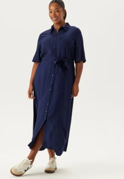 Viscose Belted Shirt Dress