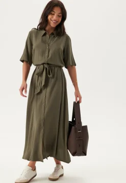 Viscose Belted Shirt Dress