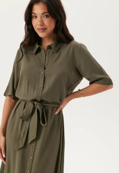Viscose Belted Shirt Dress