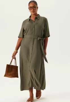 Viscose Belted Shirt Dress