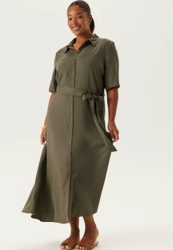 Viscose Belted Shirt Dress
