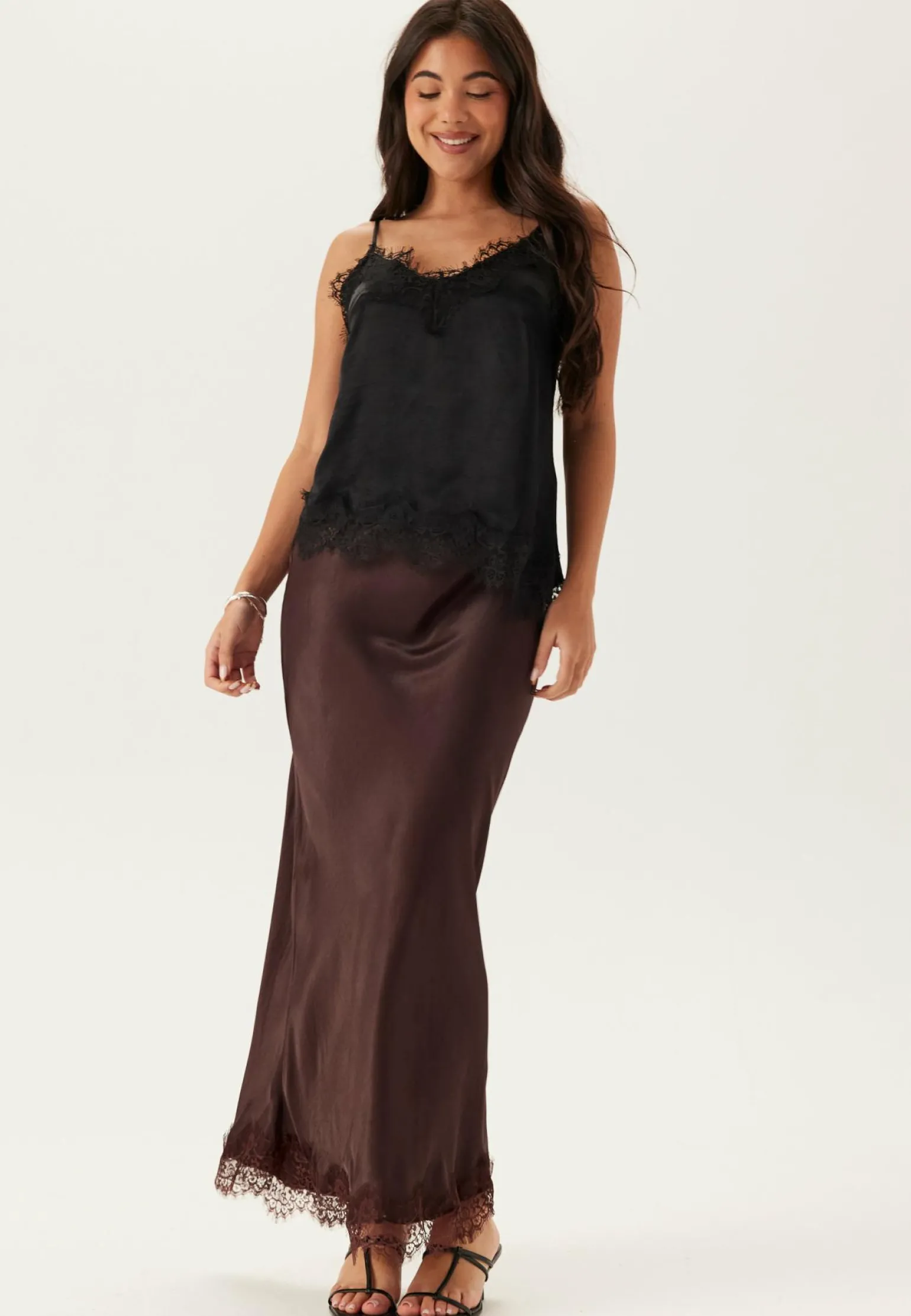 Viscose Satin Lace Skirt