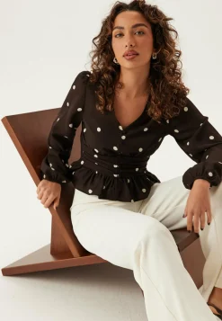 V-neck Button Blouse