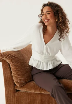 V-neck Button Blouse