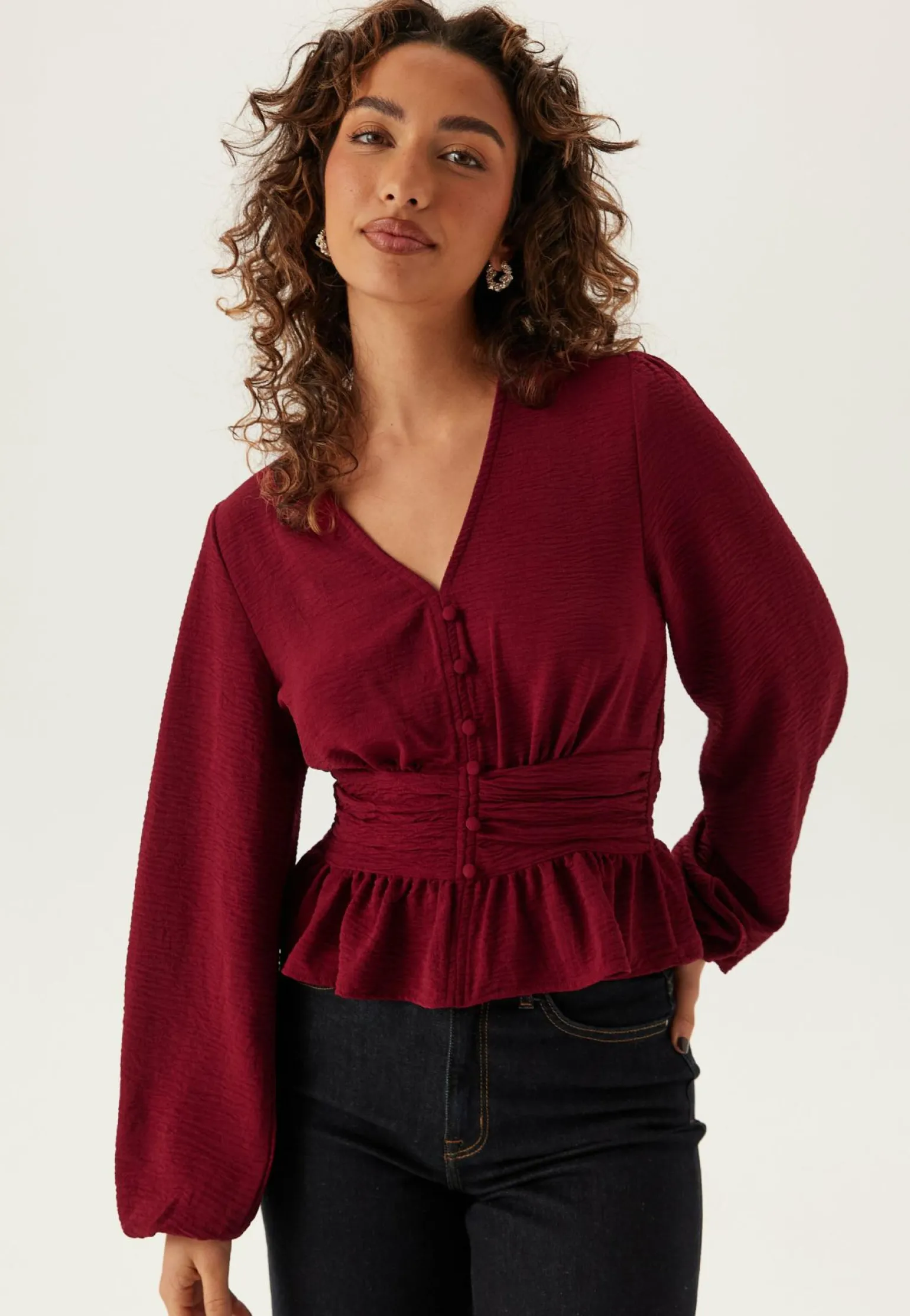 V-neck Button Blouse