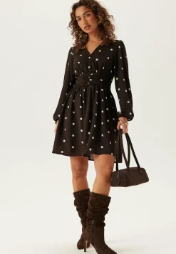 V-neck Button Short Dress
