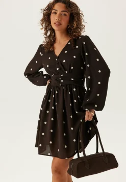 V-neck Button Short Dress