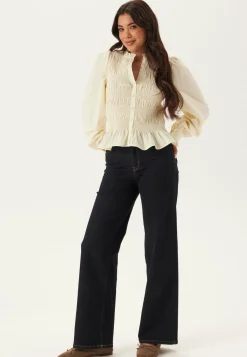 V-neck Cotton Smock Blouse