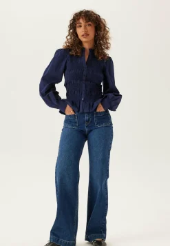 V-neck Cotton Smock Blouse
