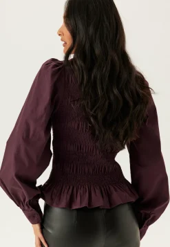 V-neck Cotton Smock Blouse