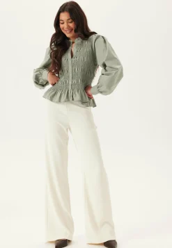 V-neck Cotton Smock Blouse