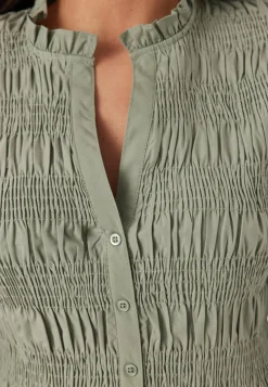 V-neck Cotton Smock Blouse