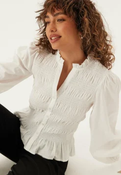 V-neck Cotton Smock Blouse