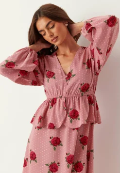 V-neck Flounce Maxi Dress