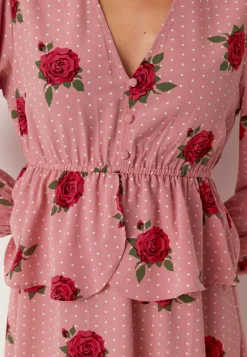 V-neck Flounce Maxi Dress
