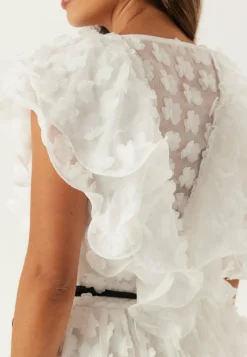V-neck Frill Floral Dress