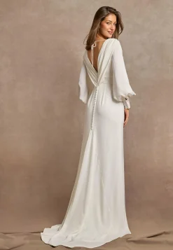 Waterfall Back Satin Wedding Gown