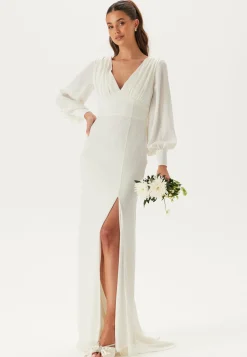 Waterfall Back Satin Wedding Gown