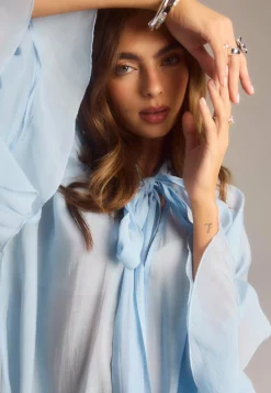 Wide Sleeve Bow Blouse