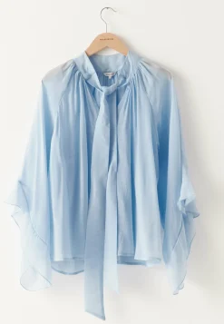 Wide Sleeve Bow Blouse