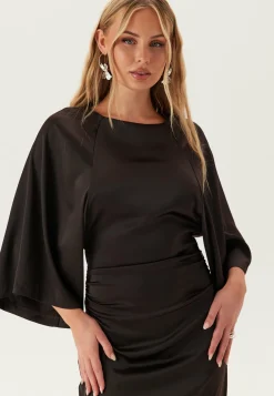 Wide Sleeve Satin Ankle Dress