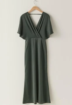 Wrap Satin Ankle Dress